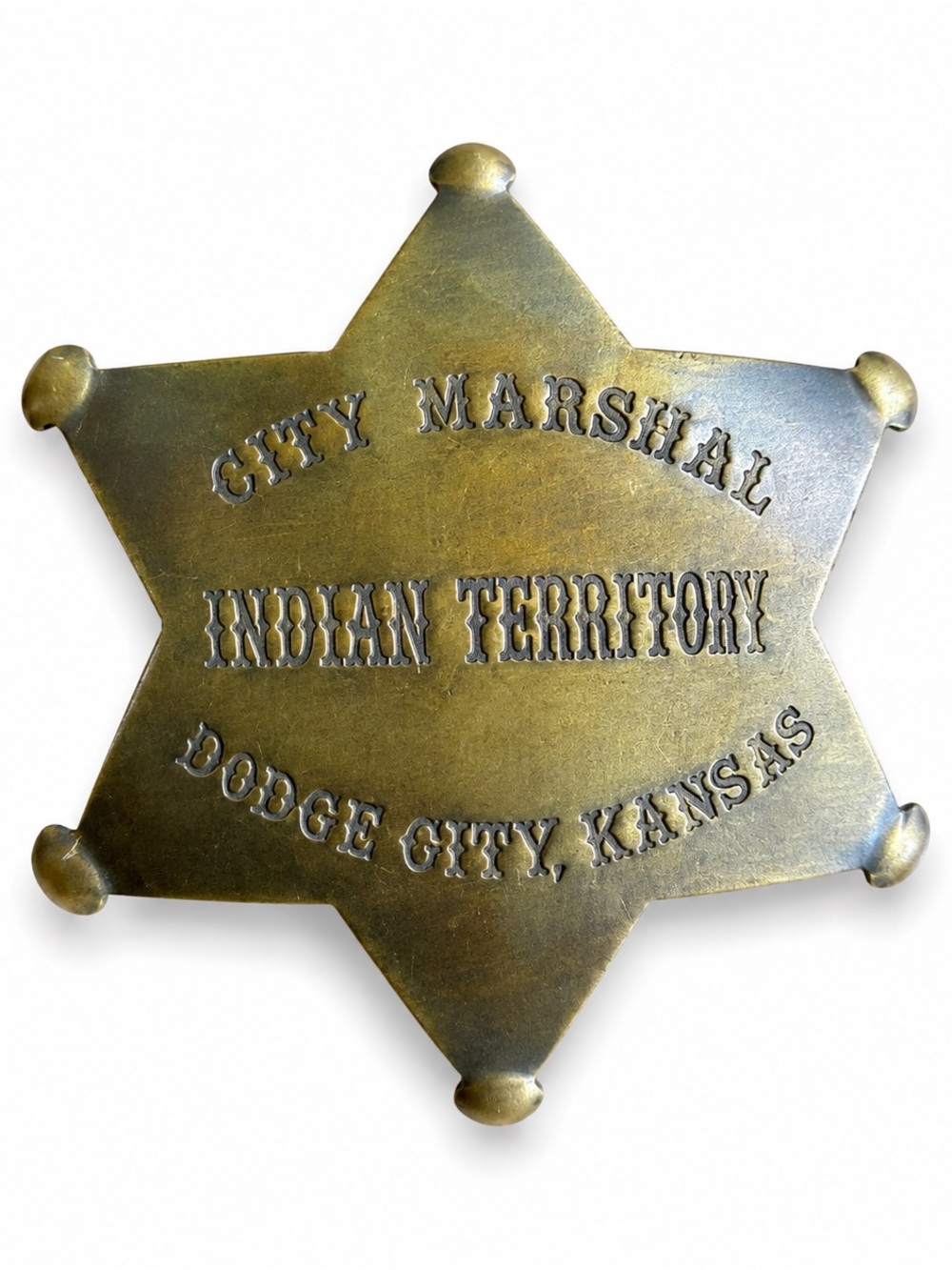 NEW Western Star Brass Badge City Marshal Indian Territory Dodge City Kansas